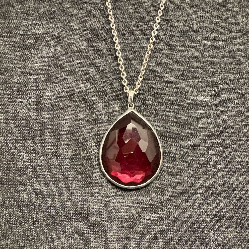 Large Ippolita Cranberry Colored MOP Teardrop Necklace - Picture 3 of 11